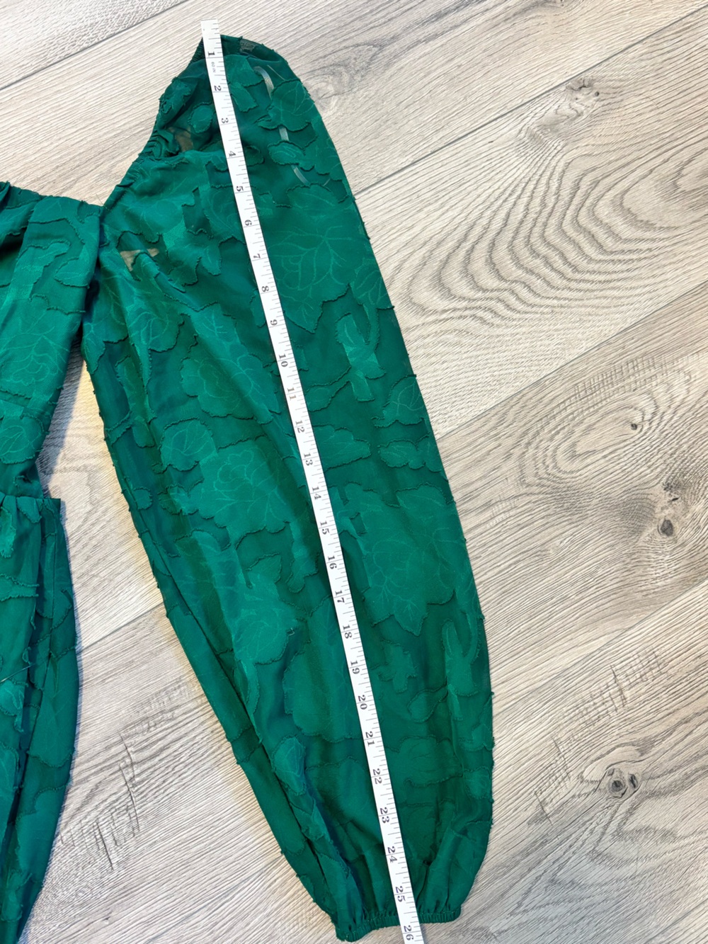 Lulus NWT Emerald Green Floral Jacquard Maxi Dress Long Sleeve Tie Back Size S - Picture 10 of 11